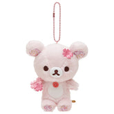 Sanrio Rilakkuma Sakura Atsumete Sitting Plush Keychain - Korilakkuma