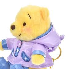 Japan Tokyo Disney Winnie the Pooh Plush Keychain Rain Rainy Day 2024