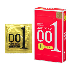 001 0.01 mm Zero One Thinnest Condoms Large Size 3 Pieces 岡本 OKAMOTO 001超薄避孕套 L 大号 3枚